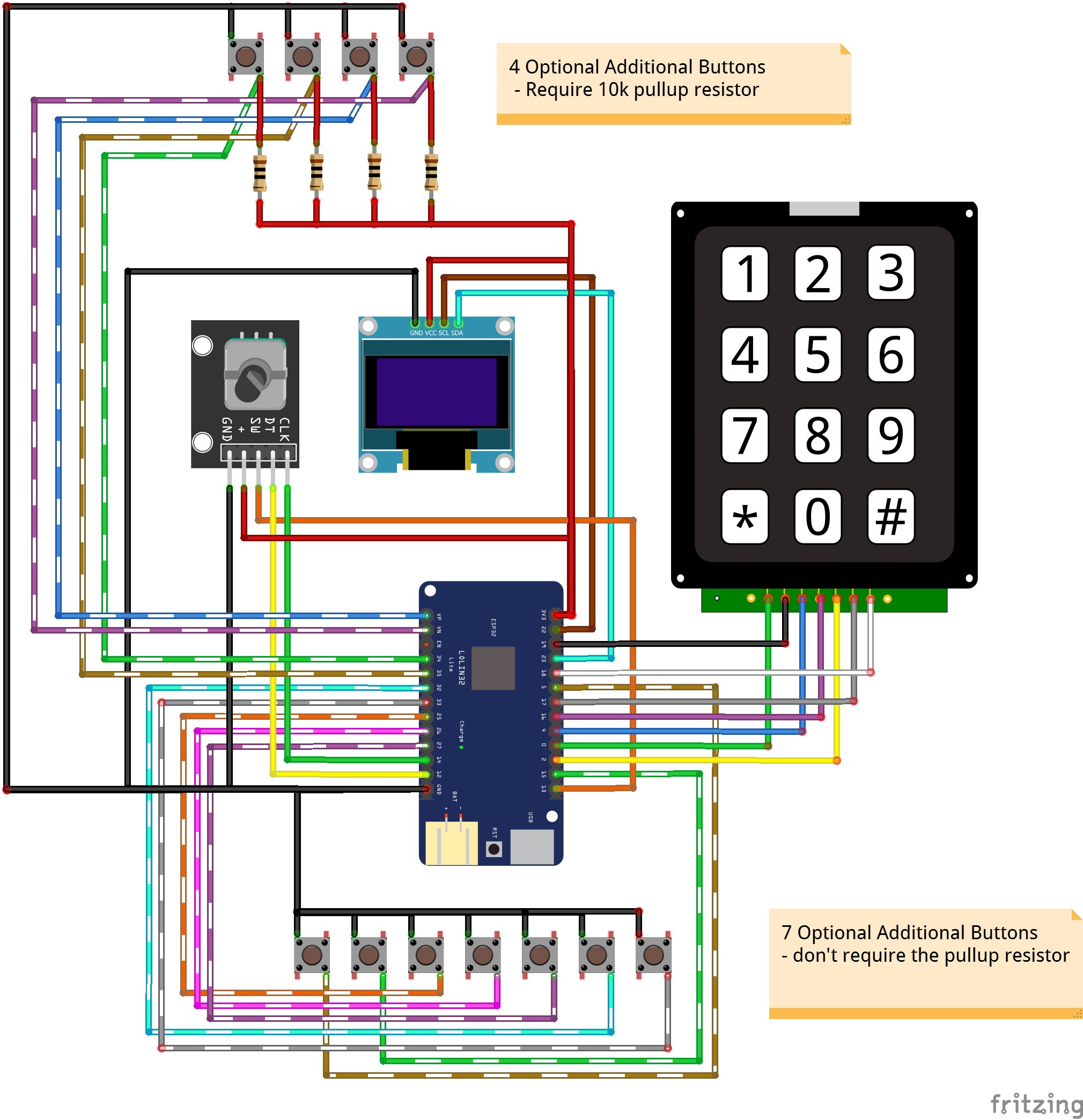 Assembly diagram - Optional Additional Buttons - With Pullups